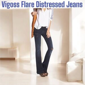 Vigoss Flare Leg Distressed Jeans Size 29” W x 33” L ( 7-8 ) NWT